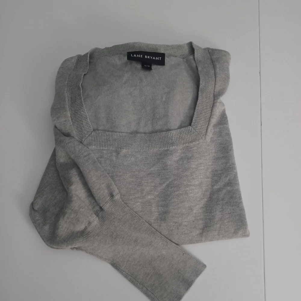 Lane Bryant Classic Square Neck Gray Sweater Plus Sz 14/16